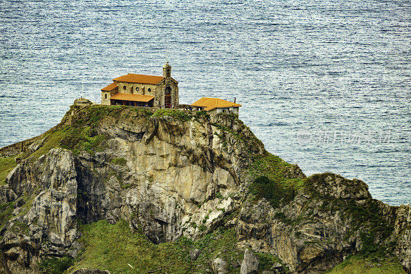 全景的圣胡安de Gaztelugatxe，巴斯克国家，西班牙